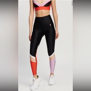 P.E Nation Black Fast Break Leggings Pants with Colour Blocking